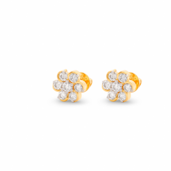 Exquisite Diamond stud in 14K Yellow Gold